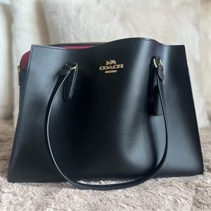 Coach Red Lined Leather Tote